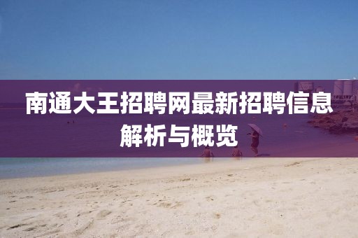 南通大王招聘網(wǎng)最新招聘信息解析與概覽